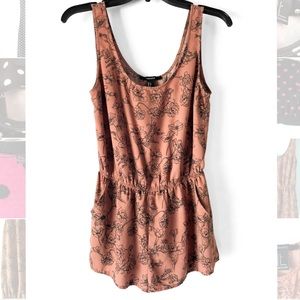 Forever21 Burnt Peach Romper with Black Flowers